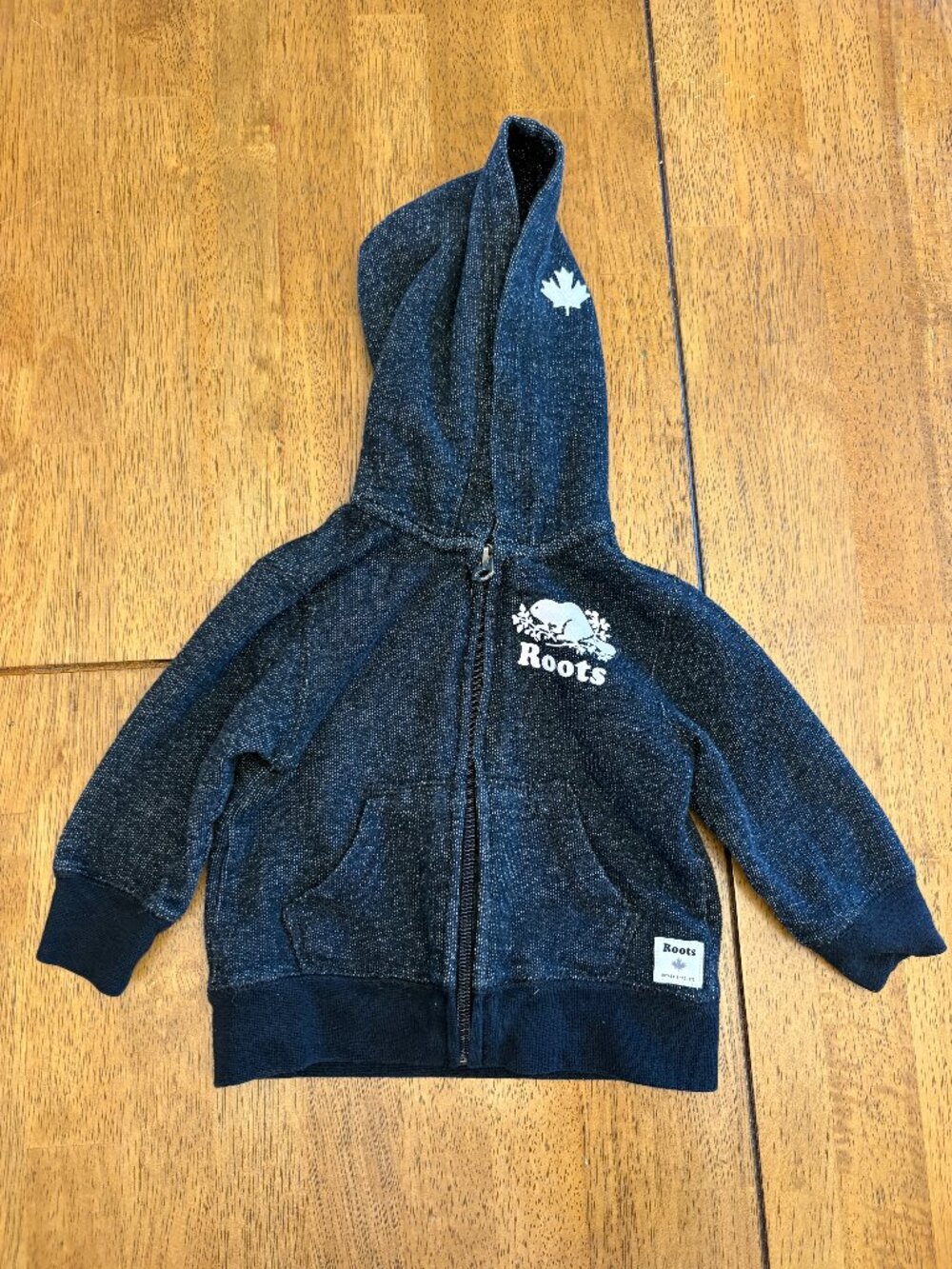 Roots  Baby 6-12 months Zip Up Hoodie Salt And Pepper Black
